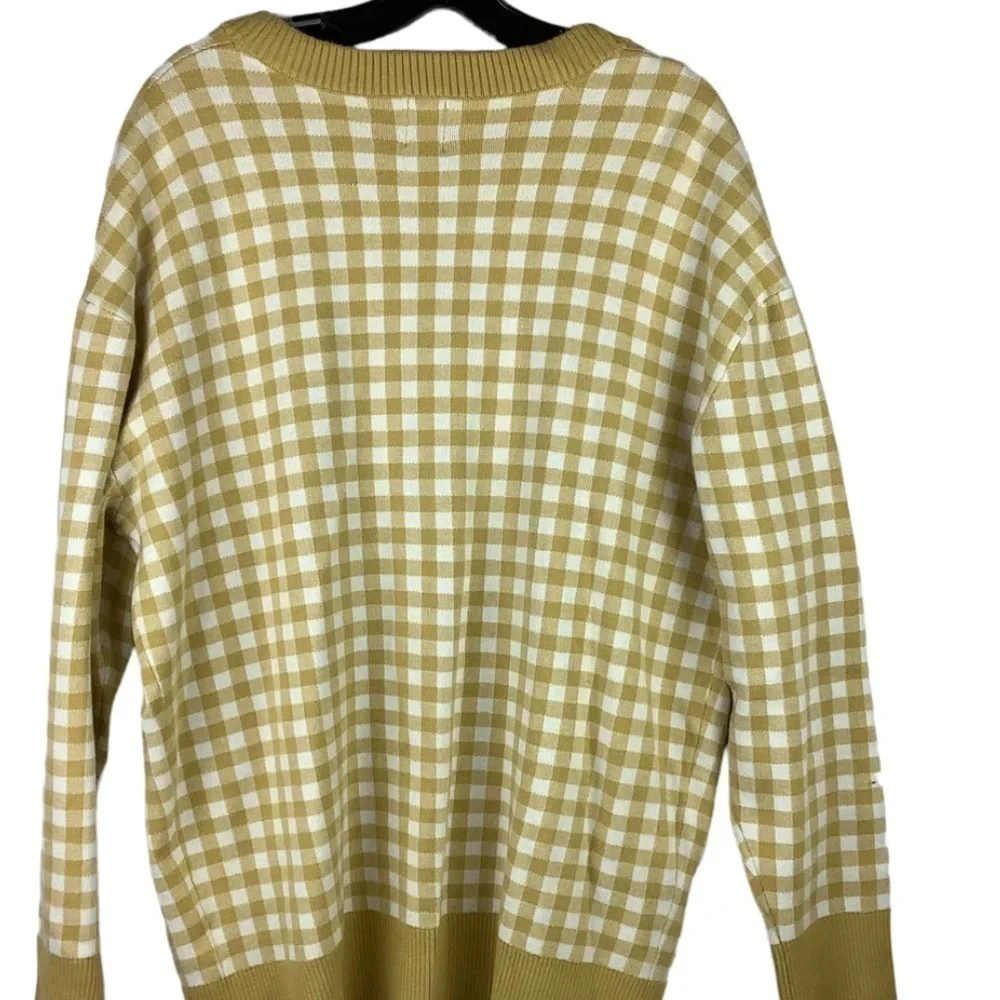 Joie Mustard Checked Cardigan Sweater